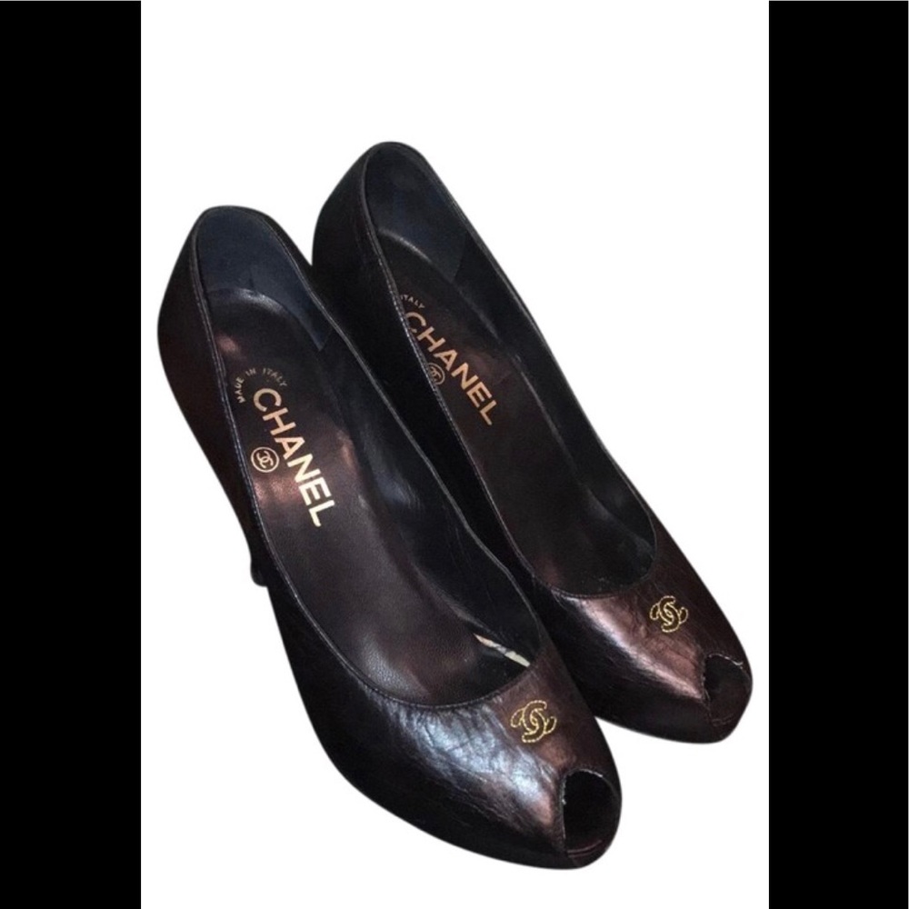 Chanel peep toe pumps